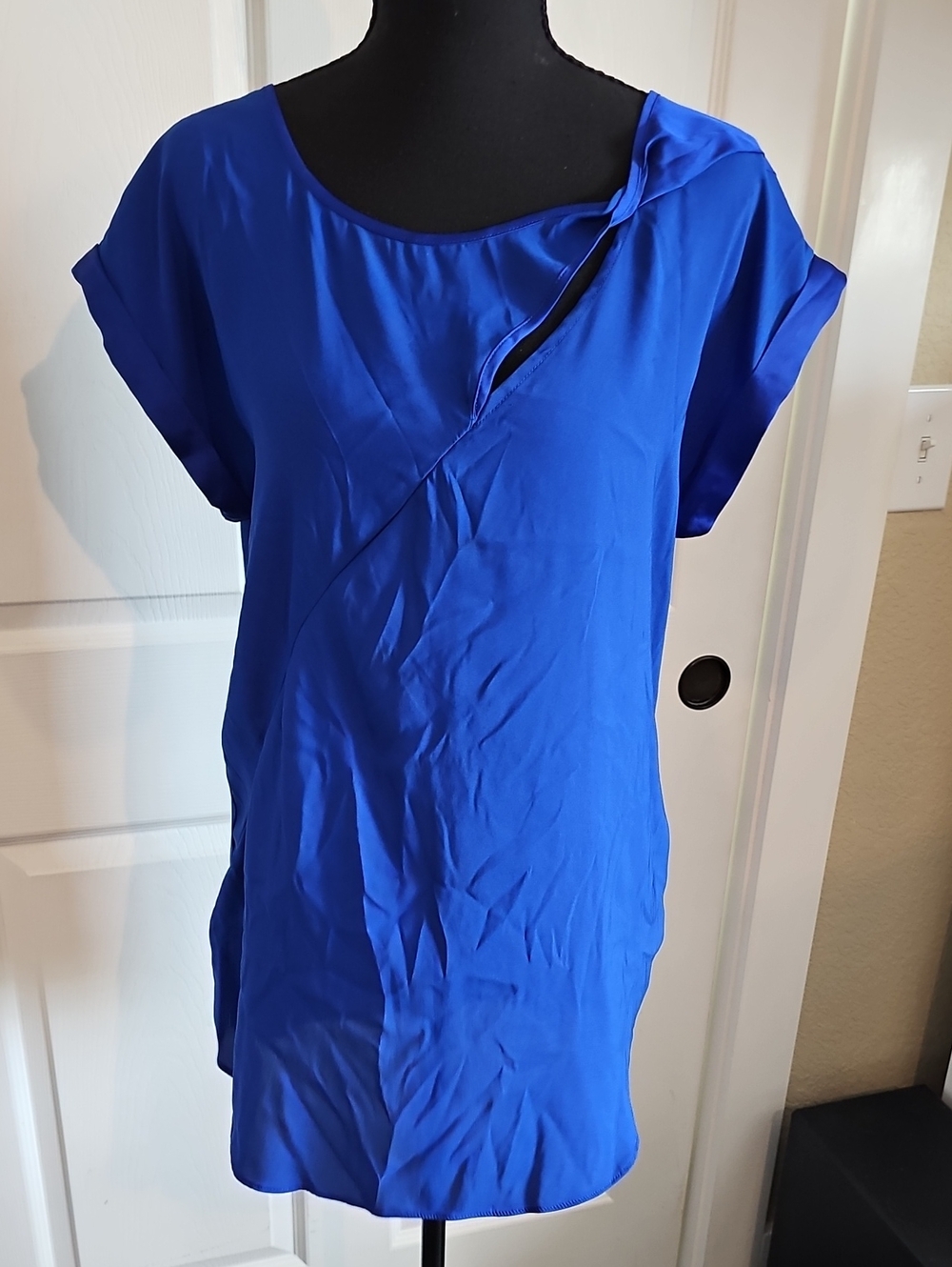 Express Royal Blue Short Sleeve Twist-Detail Tunic